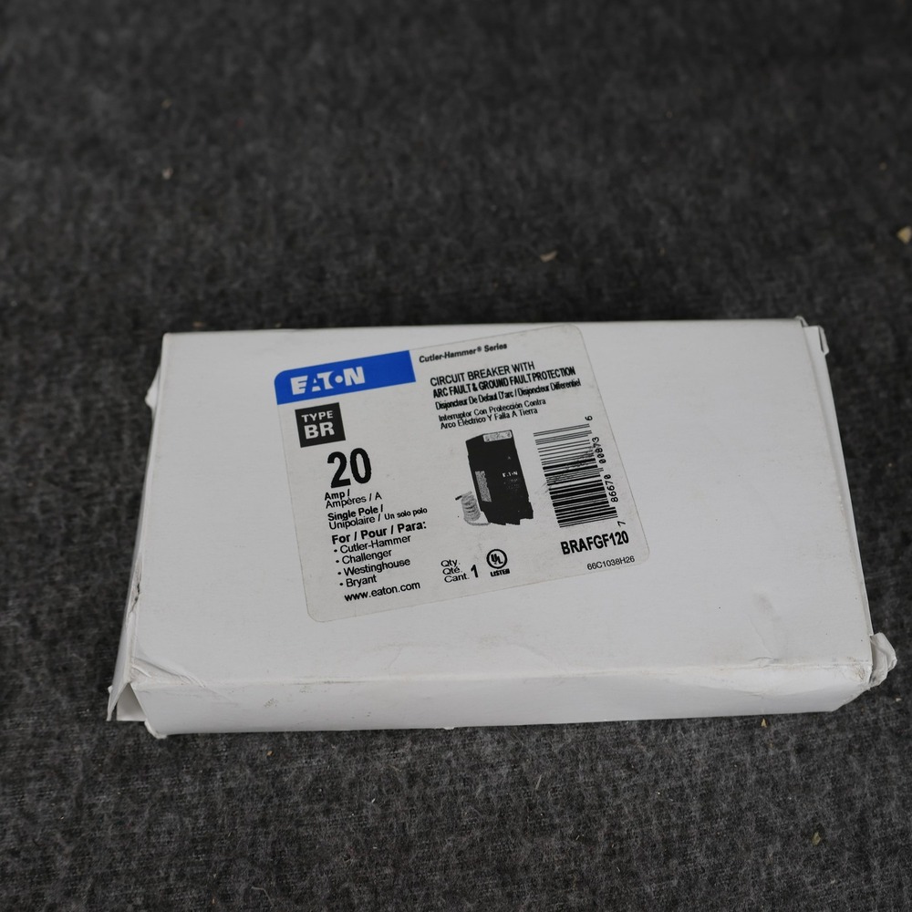 Eaton BRN120GF 20A Ground Fault GFCI Circuit Breaker Type BR 120V Single Pole